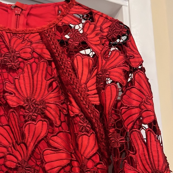 Alexis Franchesca Florl Red Lace Mini Dress M - Picture 7 of 11